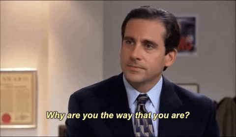 Gif of Michael Scott from "The Office" saying, "Why are you the way that you are?"